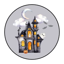 30 Halloween spooky haunted house envelope seals, stickers labels, tags, round