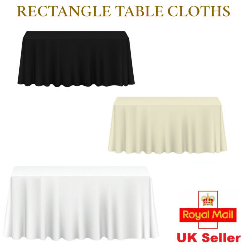 White Black Ivory Polyester Table Cloth Cover Wedding Party Rectangle Tablecloth - Afbeelding 1 van 25