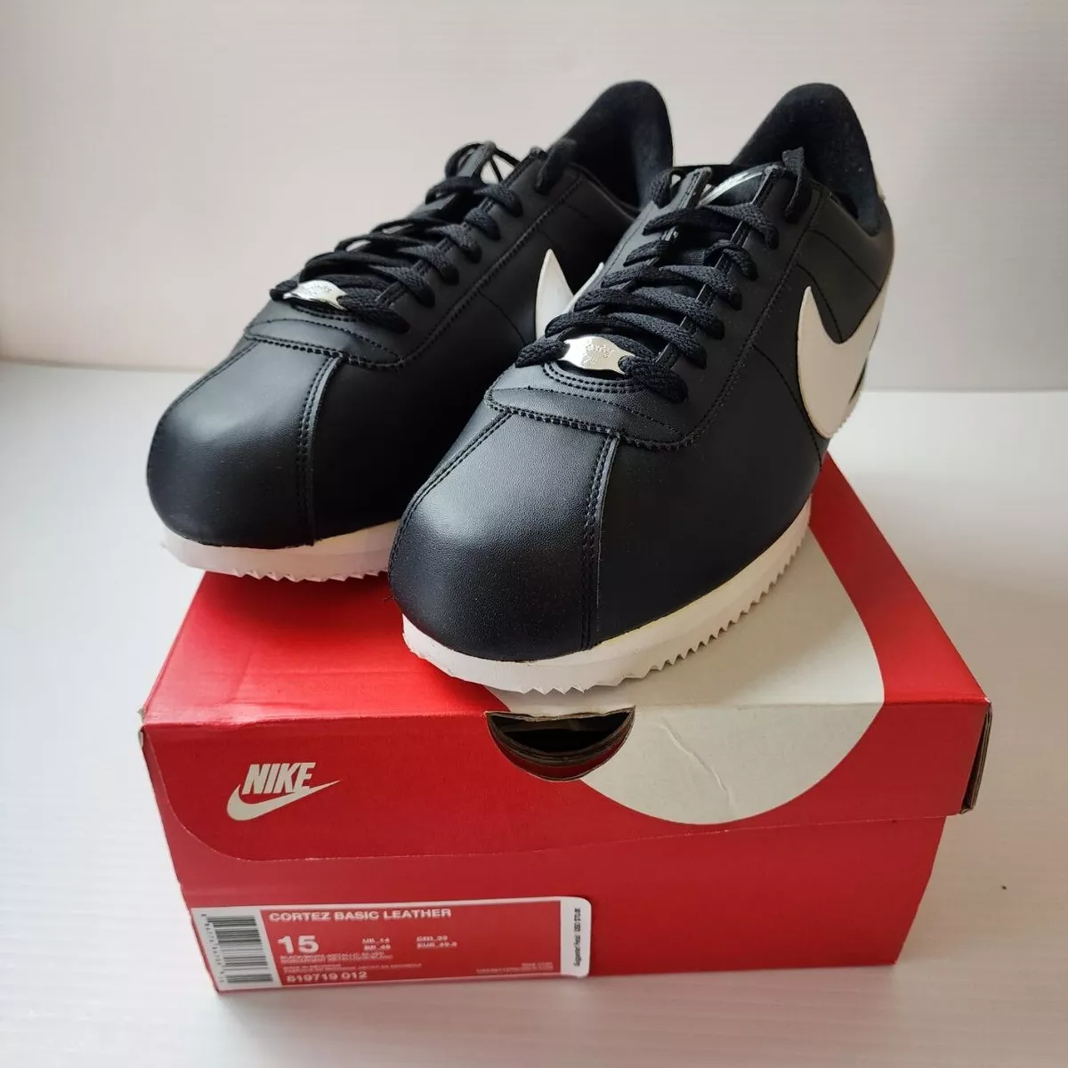 Nike Cortez Basic Leather 'Black White' | Men's Size 15