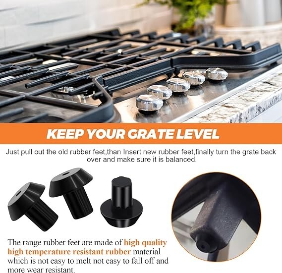 24x Stove Gas Range Grate Rubber Feet Bumper Frigidaire Gallery Kit