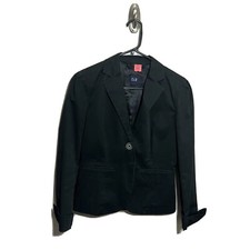 Gap Womens Black Short Blazer Sz 2 Preppy Perfect Jacket Classic