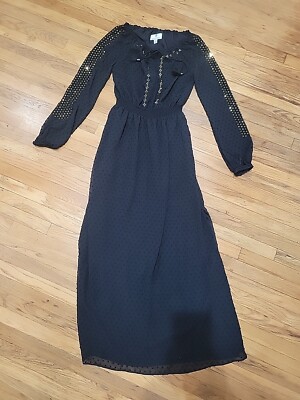 Altuzarra For Target Dress Size 2 Long Sleeve Black Gold Semi Sheer Maxi  Dress | eBay