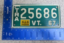 1967 67 1968 68 VERMONT VT TRAILER TRL LICENSE PLATE TAG - #25686