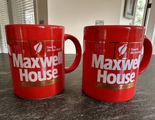 Pair of Vintage 1980s MAXWELL HOUSE Instant Coffee Advertising Mugs Japan