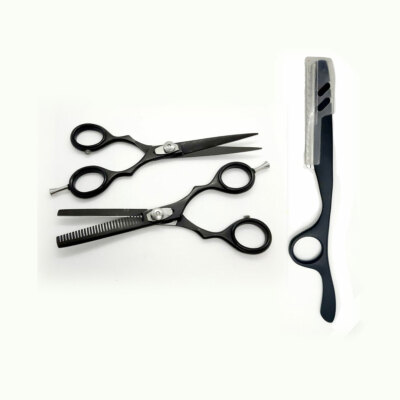 Friseur 3er Kit Haarscheren Schwarz Modilierschere Feather Messer Thinning Razor