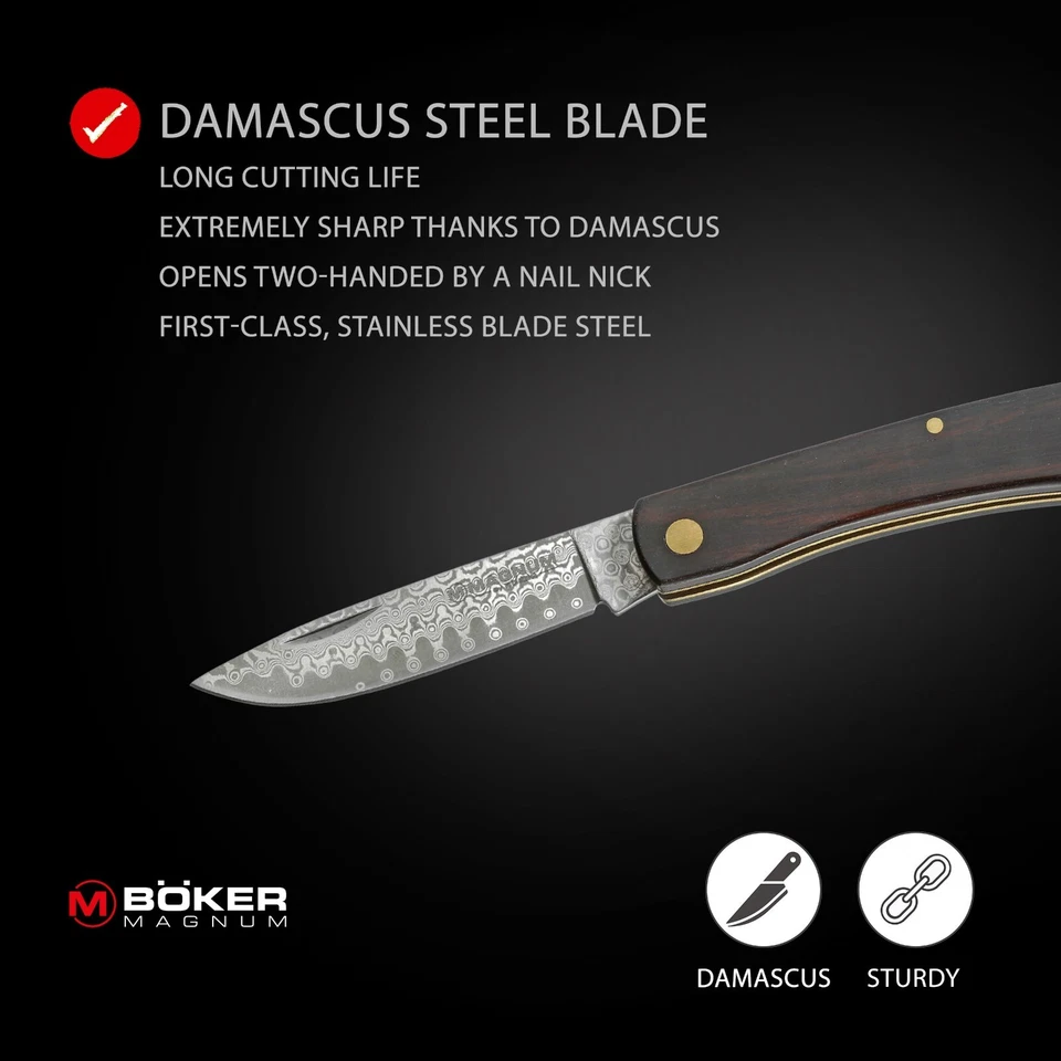 BÖKER MAGNUM Ebony Rangebuster Damast Taschenmesser Slipjoint EDC - 01RY140DAM - Bild 3 von 4