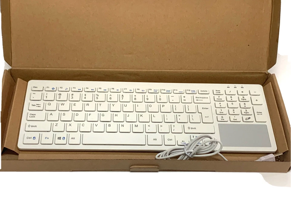 Unbranded White Keyboard Thin Silver with Intergrated Touchpad 14.5" USB - Image 2 of 4