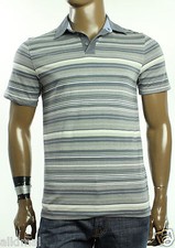 NEW MENS TASSO ELBA COTTON SHORT SLEEVE GRAY STRIPE POLO SHIRT S