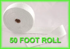 Exhaust Pipe Heat Header Wrap Insulation Thermal Tape Roll 2" X 50 feet White