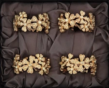 L’Objet  Napkin Rings With  Crystals New In Box