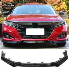 Fits 21-22 Honda Accord IKON V1 Front Bumper Lip Spoiler Gloss Black 3PCS