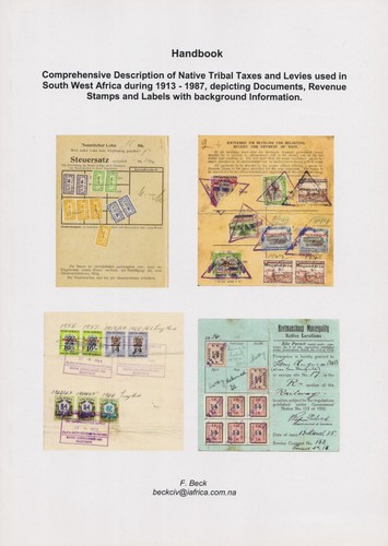 South West Africa REVENUES, Native Tribal Taxes, SWA Revenue Stamps, Beck
