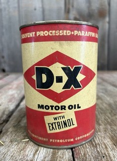 🔥Early Vintage 1 Qt D X Motor Oil w/ Extrinol Tin Can Auto Advertising