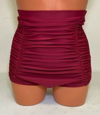 Unique Vintage Womens Monroe High Waist Bikini Bottom Burgundy Size Small -