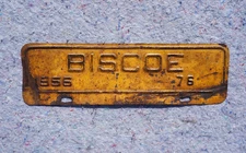 1956 BISCOE North Carolina License Plate Town Topper # 76