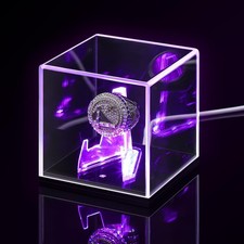 Acrylic Championship Ring Display Case with LED Light 7 Color Clear Ring Hold...