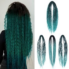 Sangtok 15pc Ombre Teal Green Mix Double Ended 3-in-1 Dreadlock Extensions 24in