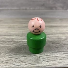 Vintage Fisher Price Little People Boy with Green Wooden Body