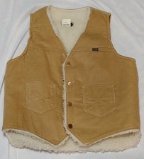 VTG 70's / 80's Wrangler Men's L Corduroy Faux Sherpa Lined Vest Western Cowboy