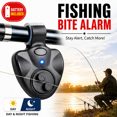 Fishing Bite Alarm Clip On Rod Electronic Sound LED Alert Day Night Fishing