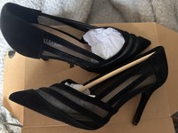 Dune London Advancing black suede court shoes Size 4 Brand New In Box