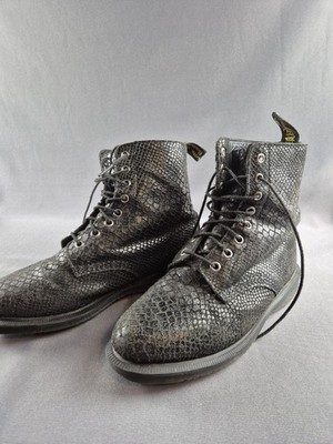 Dr Martens Snakeskin Effect Leather Charcoal Black Doc Boots 1460 UK5 US7 EU38