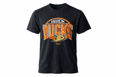 Reebok Jungen T-Shirt Kurzer Ärmel Anaheim Ducks Logo Schwarz Medium