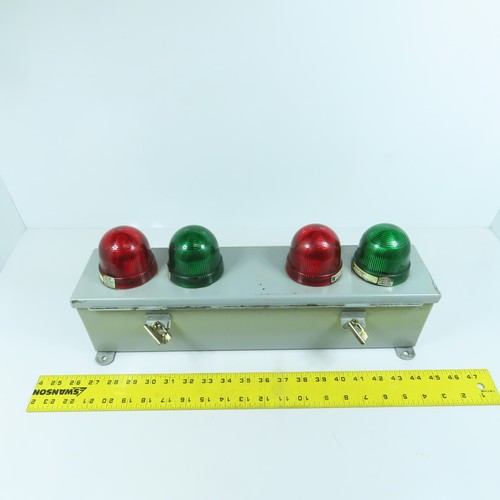 Federal Signal LP2LED 4-Position Red & Green Indicator Lights 120VAC W/Enclosure