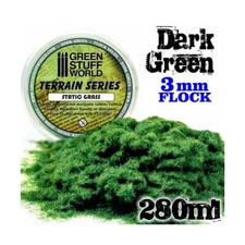Green Stuff World Static Grass 3mm 3mm Dark Green - 280ml New