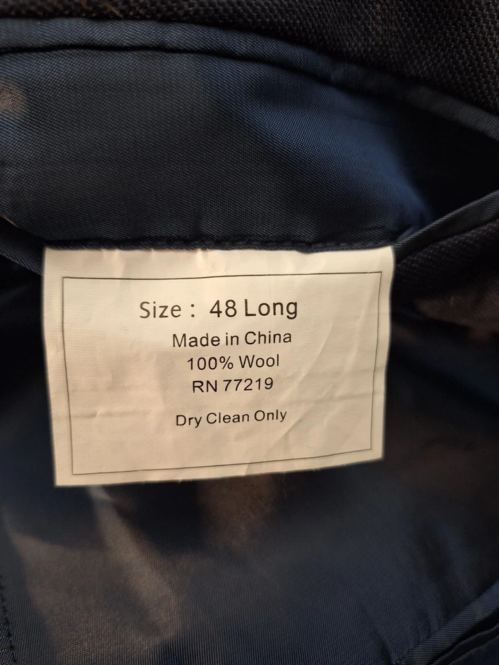 Joseph & Feiss Gold Mens 48L Wool Blazer Sport Coat 2 Button Blue Classic Preppy - Image 3 of 4