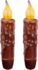 Real Wax Hand Dipped Battery Operated LED Timer Taper Candles Countr