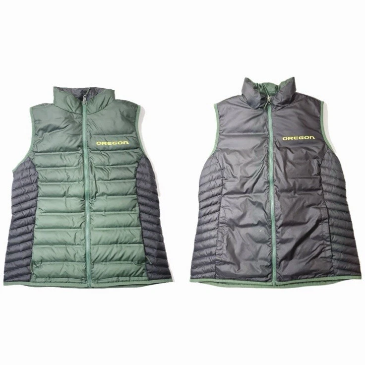 Columbia Mens L Down Vest Oregon Ducks Reversible Green Black