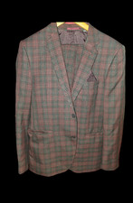 Burton Menswear London skinny fit red Chequered 2 piece Suit
