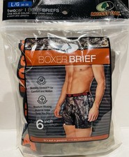 MOSSY OAK BOXER BRIEF SET SIZE LG 36-38 CAMOUFLAGE GRAY ORANGE STITCHING AH 
