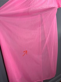 Vintage 60s Bubblegum Pink Long Peignoir Robe Empire Waist Chiffon Lingerie Med