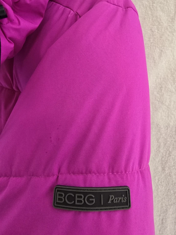 BCBG Paris Magenta Puffer Hooded Long Sleeve Jacket. Ladies Sz Large - Image 3 of 4