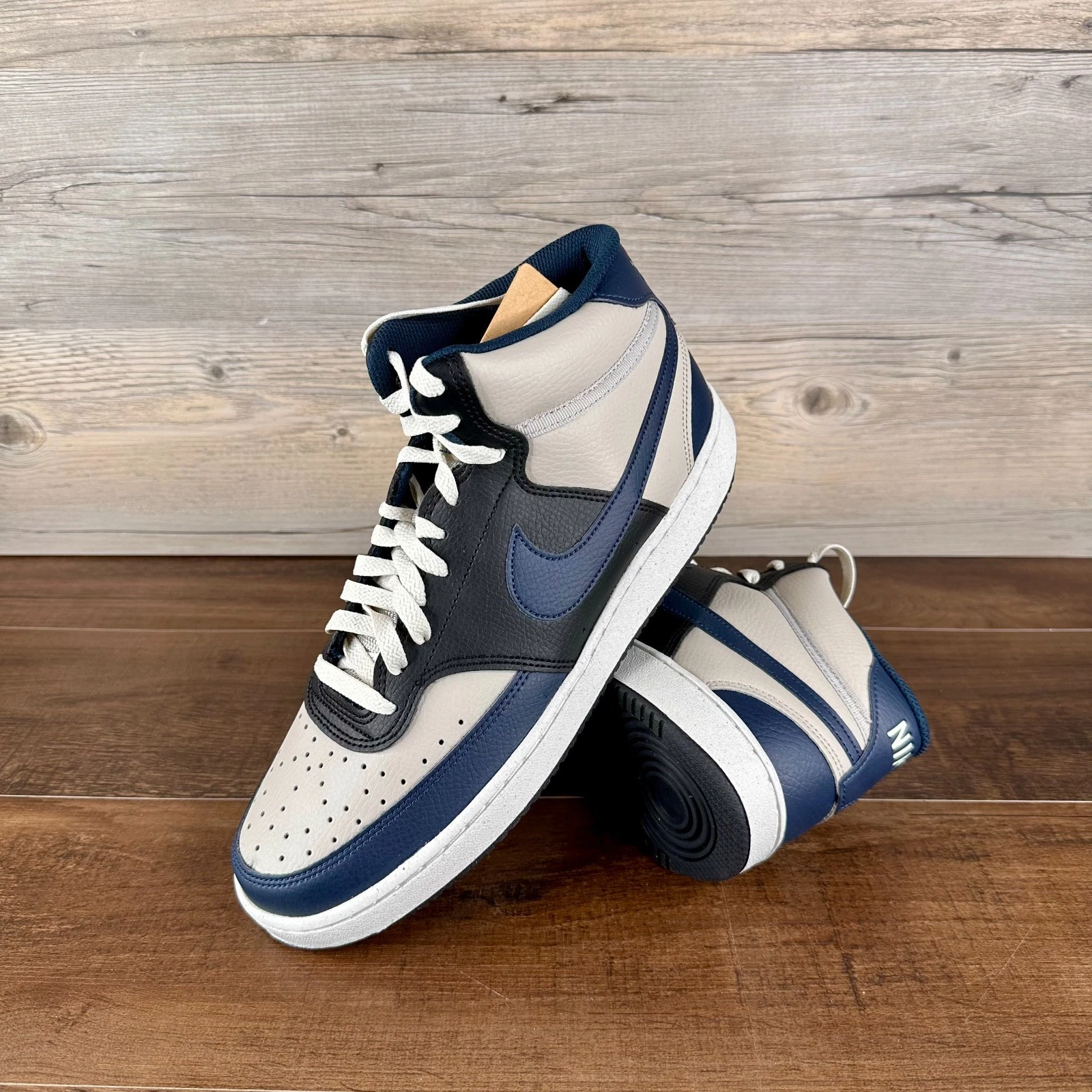 Nike Court Vision Mid Next Nature Mens Size 10 Light Iron Ore Navy DN3577 004