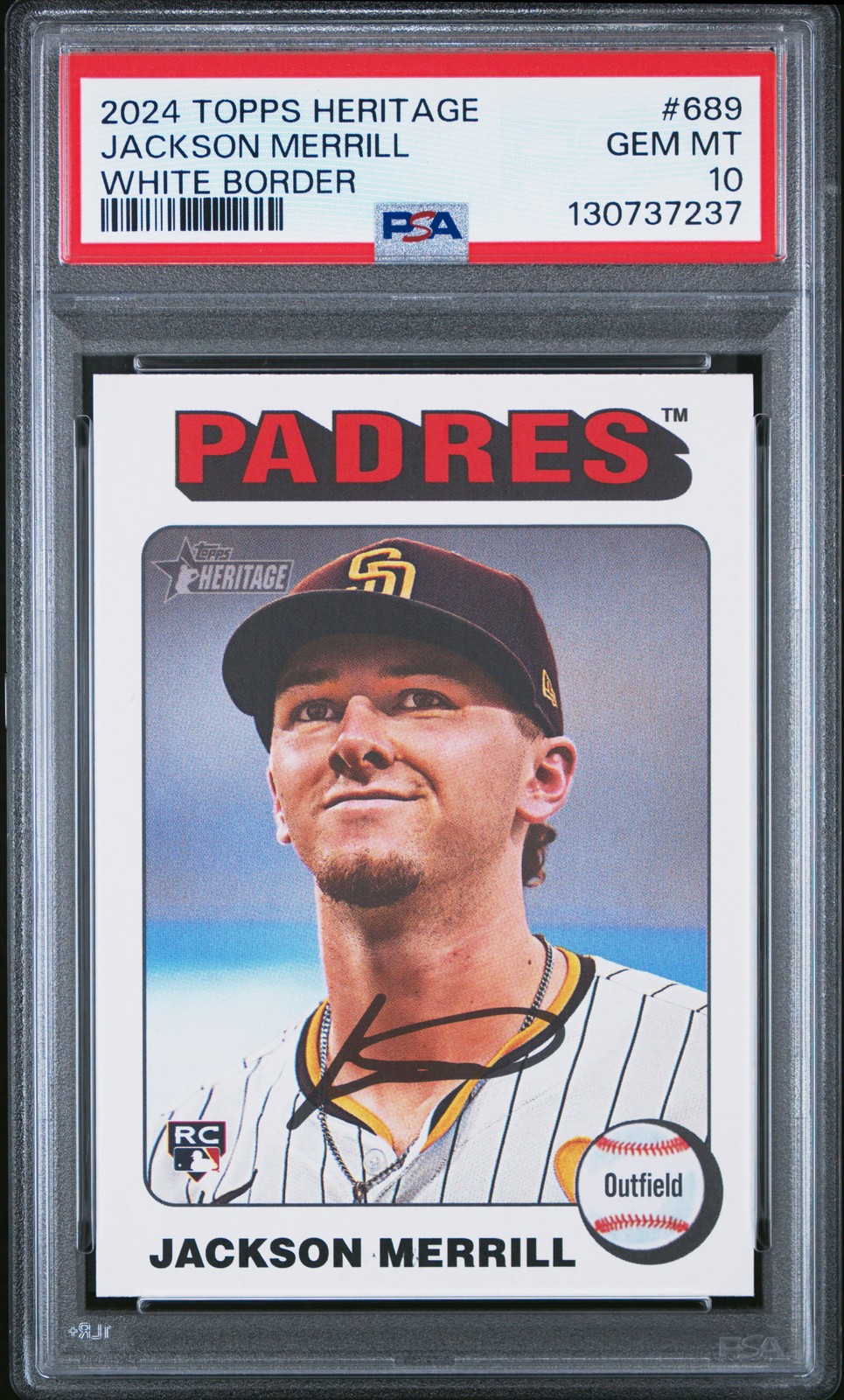 2024 TOPPS HERITAGE WHITE BORDER #689 JACKSON MERRILL PSA 10