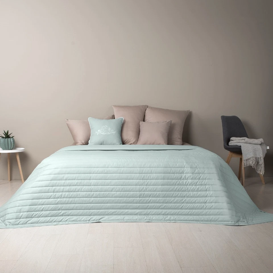 Bettüberwurf Tagesdecke Wendedecke - gesteppt mint/Taupe - Bild 4 von 4