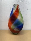 Murano Art Glass Bullicante Controlled Bubble Multicoloured Rainbow Vase 13.25”