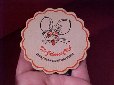 Vintage 1970s Roi Namur Marshall Islands Jakaroo Club Red Eyed Rat Drink Coaster
