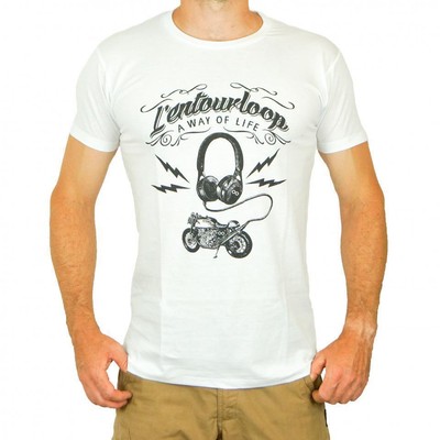 T-shirt Moto L'Entourloop Avec Motif Skull - Taille M, Gris, 100% Coton - Neuf Avec étiquettes