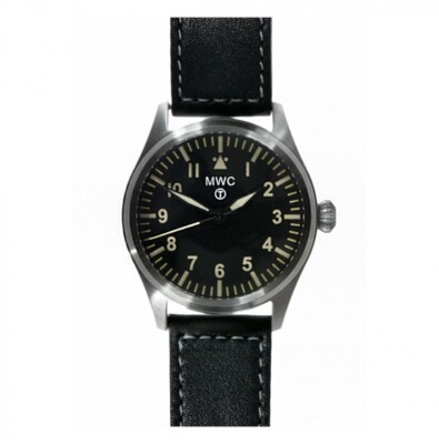 MWC Pilot 40 Hybrid Mechanisch Quarz Stahl Schwarz Leder Fliegeruhr Unisex