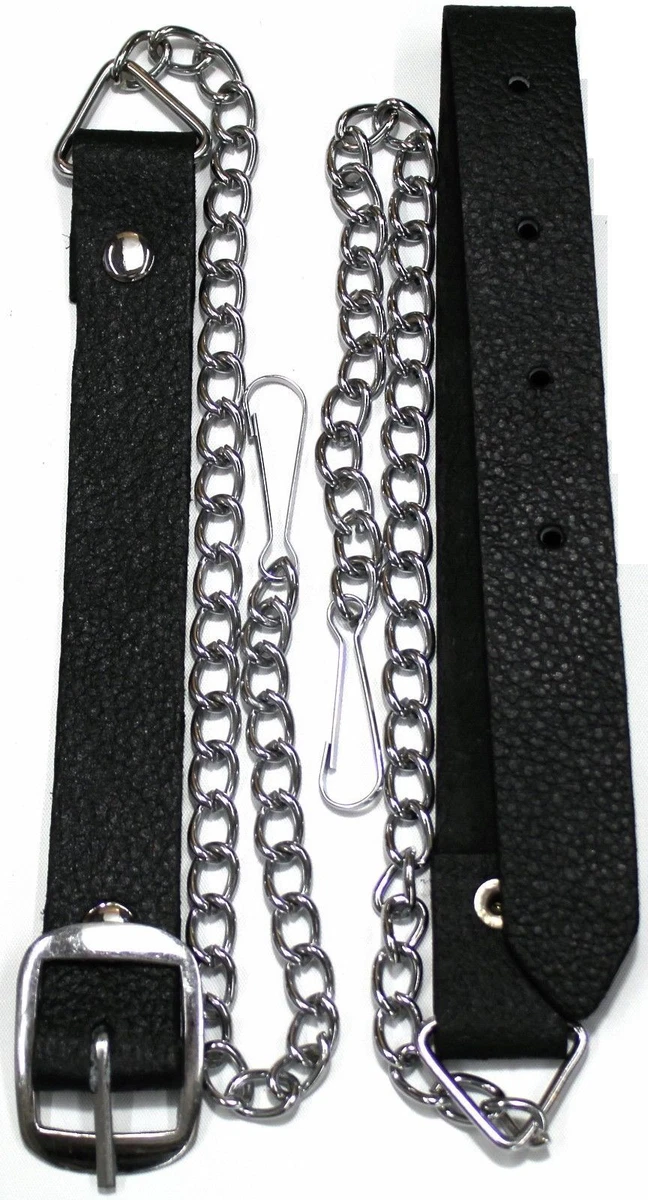 DEURA Genuine Leather Scottish Mens Kilt SPORRAN CHAIN BELT Black Leather