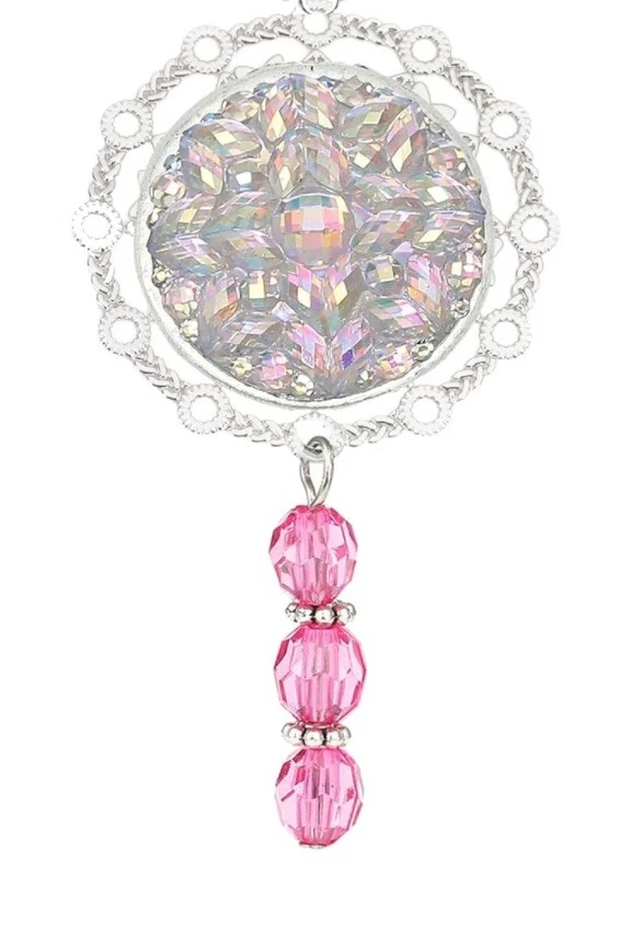 Abanico con cuentas de relleno plateado hecho a mano de Hello Kitty o tirador claro - rosa, ✨KAWAII💕 Foto 4 de 4