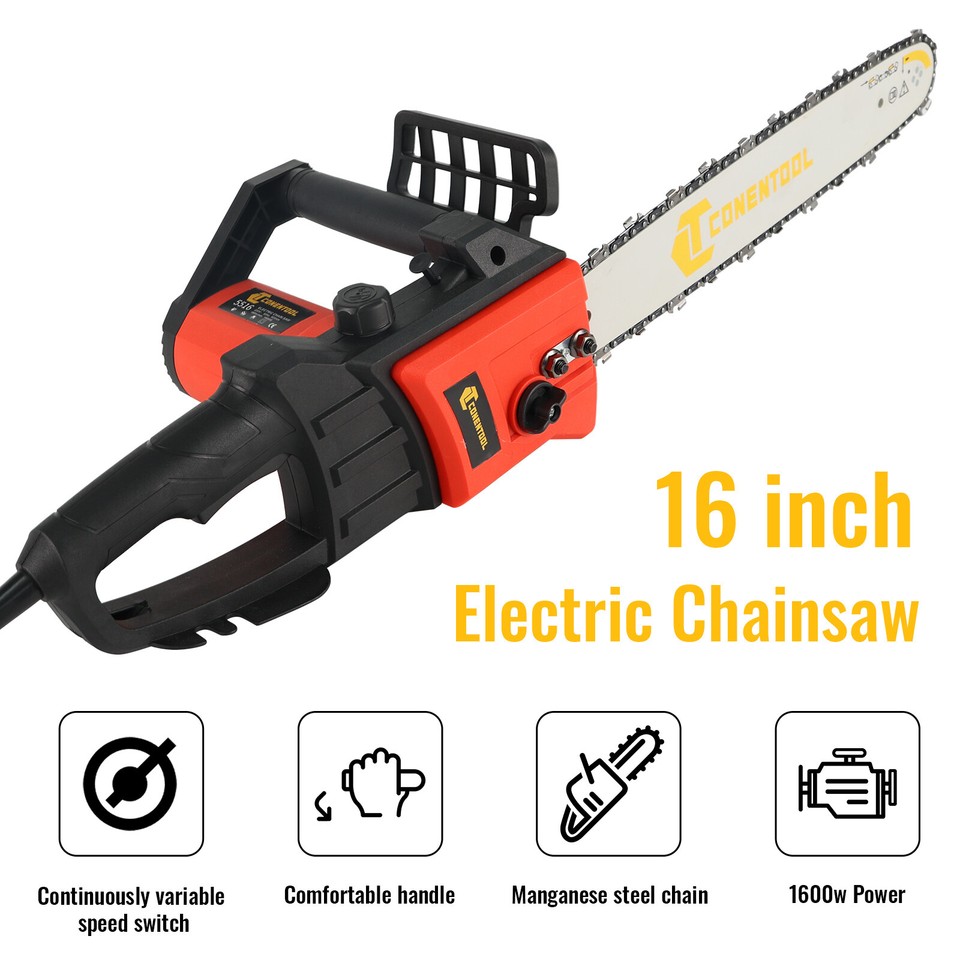 16" Electric Chainsaw 1600w Wood Cutter Saw Auto Lubrication System