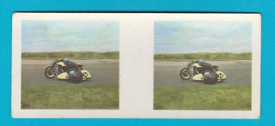 WEETABIX THRILL CARD (FOR 3-D VIEWER) - MOTOR  CYCLE  WITH  SIDE  CAR - 1961