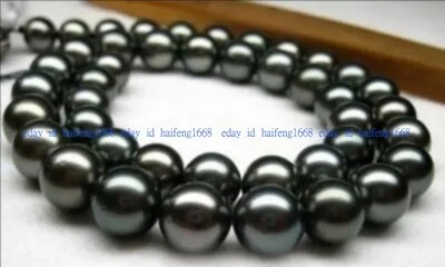 Original Natürlich Edelste 11-12mm Tahitianisch Schwarz Perle Halskette 45cm - Bild 1 von 4
