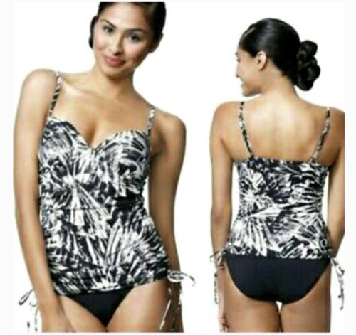 SPANX Love Your Assets Sz S Tankini Top ZEBRA Black White Push Up Swimsuit  ⭐️💗 | eBay