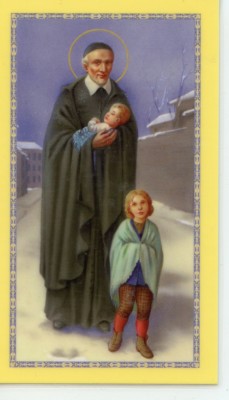 ST. VINCENT DE PAUL - Laminated  Holy Cards.  QUANTITY 25 CARDS